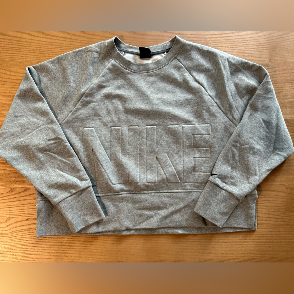 Nike Dri-fit Cropped Crewneck Sweatshirt Grey Women’s Large